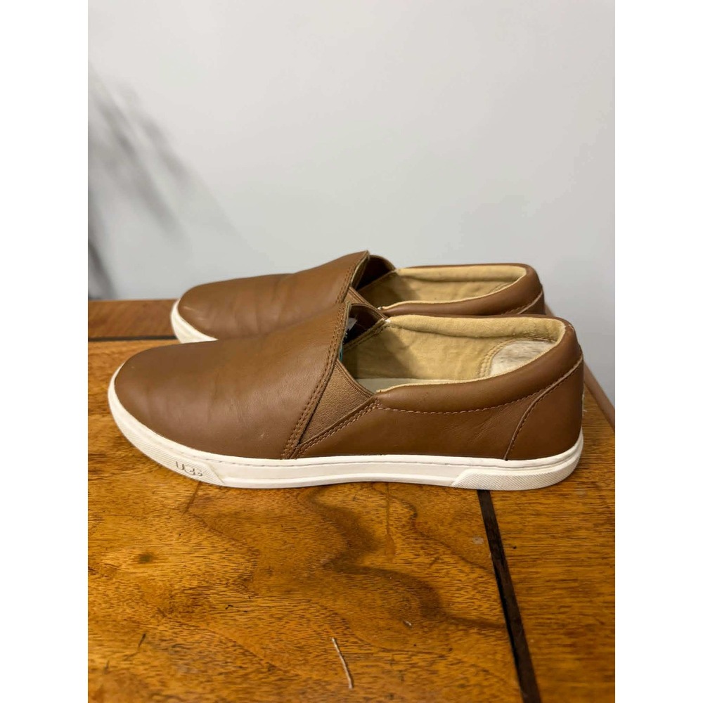 UGG Jass Chestnut Leather Slip On Sneakers Womens 8 Brown Low Top Shoes 1102292 - Picture 5 of 9